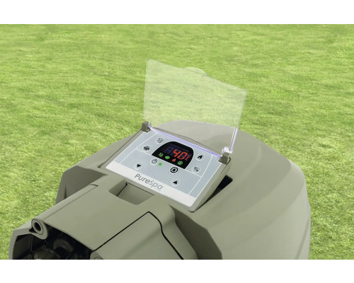 Panneau de commande d'un bain à remous avec affichage numérique et boutons pour contrôler les fonctions