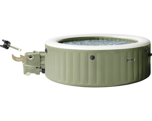 Intex aufblasbarer Whirlpool mit Steuerungseinheit und Hinweis zum Einstecken