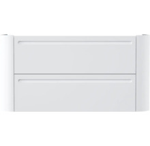 Waschtischunterschrank mit zwei Schubladen und integrierten Griffmulden.