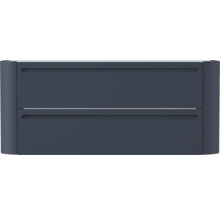 Waschbeckenunterschrank mit zwei Schubladen und integrierten Griffmulden in Anthrazit.