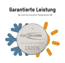 Ansmann Logo CR2016 3V Lithium Knopfzelle mit garantierter Leistung bei extremen Temperaturen