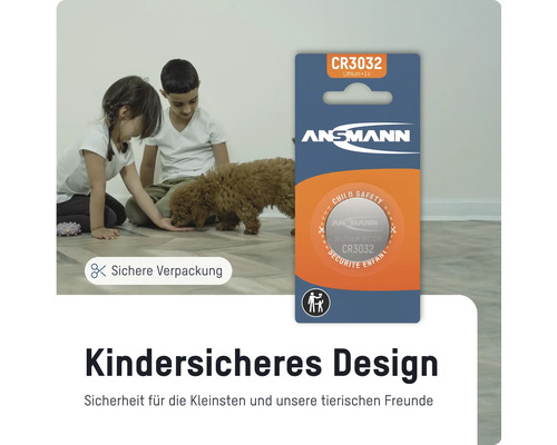 Ansmann CR3032 Lithium Batterie mit kindersicherer Verpackung