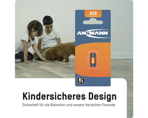 Ansmann A29 Alkaline 9 V Batterie im kindersicheren Design