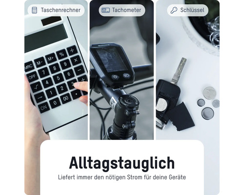 Anwendungsbereiche mit Taschenrechner, Tachometer und Schlüssel