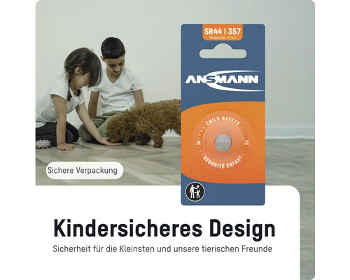 Ansmann Knopfzelle SR44 357 mit Kindersicherheitsverpackung