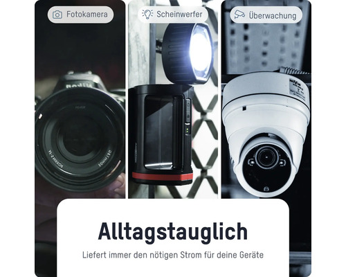 Anordnung von Fotokamera, Scheinwerfer und Überwachungskamera