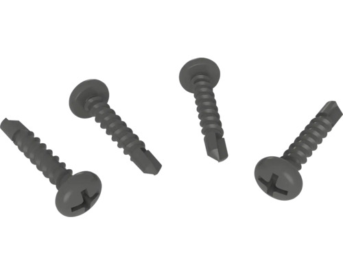Vier Bohrschrauben mit Senkkopf