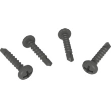 Vier Bohrschrauben mit Senkkopf und Kreuzschlitz