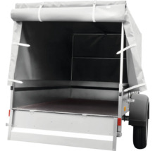 Anhänger mit Plane und Spriegel, Heckansicht