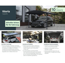 Vitoria Carport mit schwarzem Auto und 10 Jahre Garantie