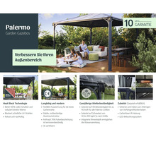 Palermo Gartenpavillons verbessern Ihren Aussenbereich mit Hitzeschutz, Langlebigkeit und Wetterbeständigkeit.