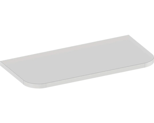 Tablette d étagère rectangulaire avec des coins arrondis en gris clair.