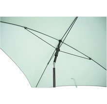 Detailansicht eines geöffneten Sonnenschirms mit Gestell