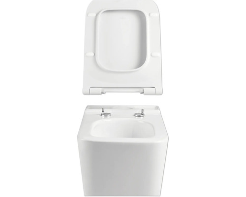 Weisses Wand-Tiefspül-WC mit offenem WC-Sitz