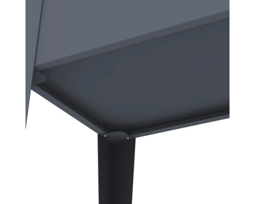 Detailansicht von Tischplatte und Tischbein