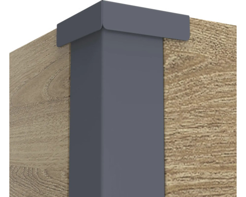 Chapeau de poteau en métal pour poteau en bois monté sur un poteau d angle avec grain de bois