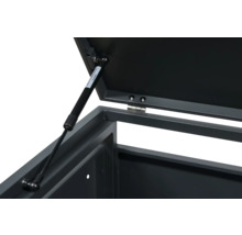 Detailansicht einer geöffneten Aufbewahrungsbox mit Gasdruckfeder