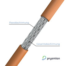 Vue détaillée d'un câble électrique avec blindage par paire et blindage général