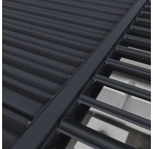 Vue détaillée d'un toit de terrasse avec des lamelles et des plaques de toit