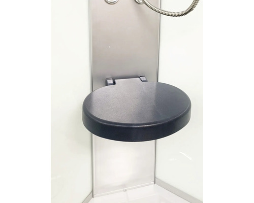 Runder Duschsitz zur Wandmontage in einer Duschkabine