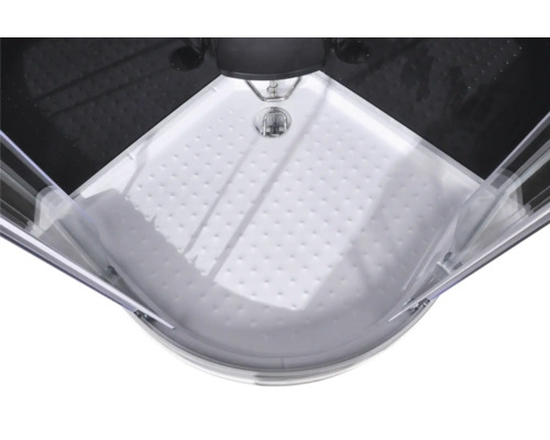 Douche d'angle avec receveur de douche et évacuation