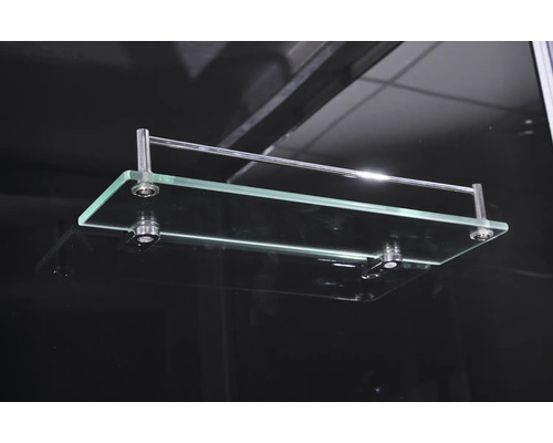 Étagère en verre avec support métallique pour montage mural