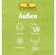 FloraSelf Logo. Geeignet für den Aussenbereich. Handarbeit. UV-beständig. Frostbeständig. Bodenloch vorhanden.