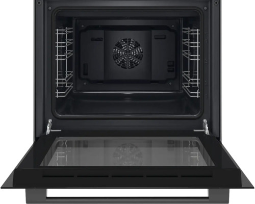 Geöffneter Backofen mit Grillrost und Umluftfunktion