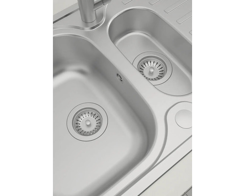 Spüle mit zwei Becken und Abflussgarnitur