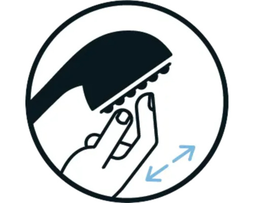 Symbol für einfache Reinigung der Duschbrause durch Abwischen