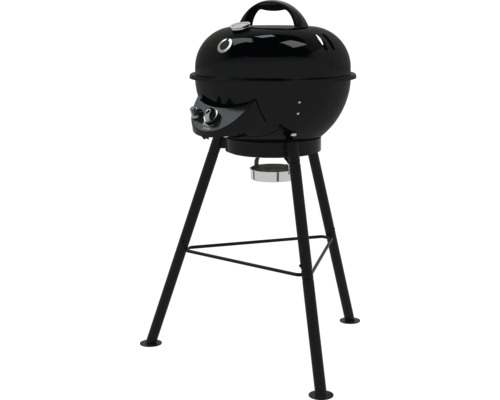 Schwarzer tragbarer Gasgrill auf Beinen