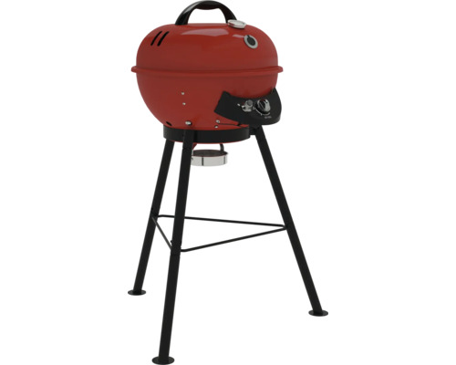 Roter Gasgrill mit schwarzem Gestell
