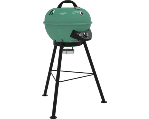 Kugelgrill mit schwarzem Dreibein-Gestell für den Garten