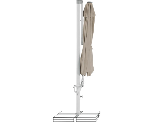 Parasol déporté fermé avec support