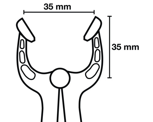 Dessin technique d'une pince avec des dimensions de 35 mm