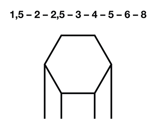 Symbol für Innensechskant-Schraubenschlüsselgrössen von 1,5 bis 8