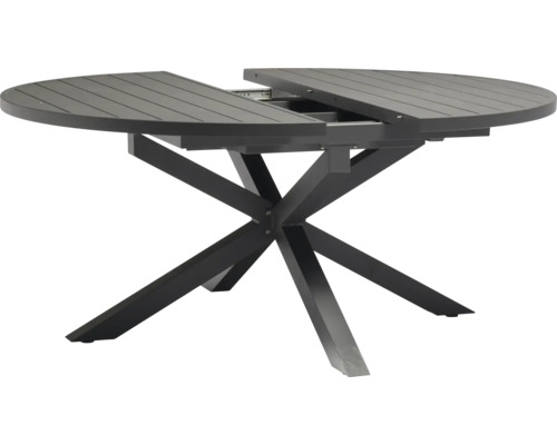 Ausziehbarer runder Gartentisch mit X-förmigem Untergestell