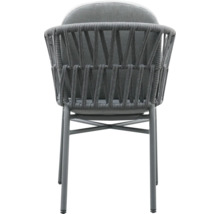 Gartensessel mit geflochtener Rückenlehne und Sitzkissen