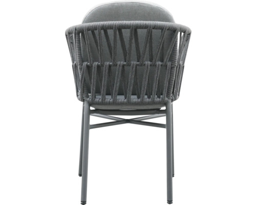 Gartenstuhl mit geflochtener Rückenlehne und Sitzkissen