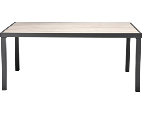 Rechteckiger Gartentisch mit Tischplatte in Holzoptik und Metallgestell