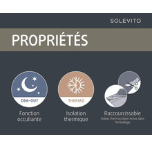 Solevito Propriétés : Fonction occultante, isolation thermique, raccourcissable avec ruban thermocollant inclus