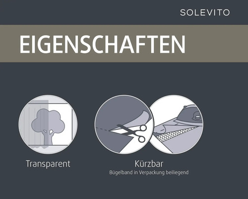 SoleVito Eigenschaften: transparent, kürzbar, Bügelband in Verpackung