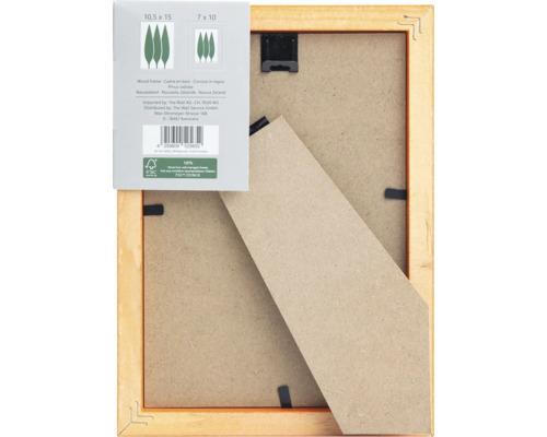 Rückseite eines Holzbilderrahmens mit Aufsteller