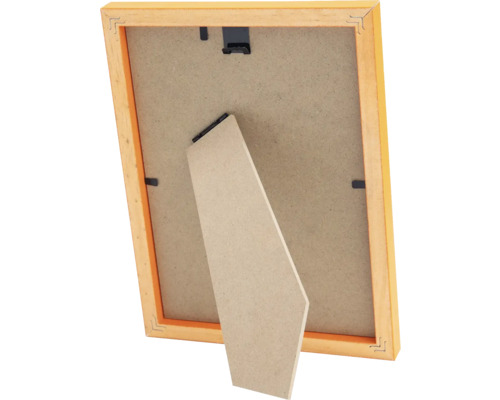 Rückseite eines Holzbilderrahmen mit Aufsteller