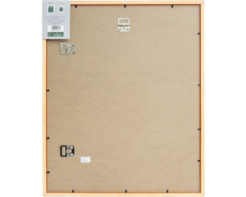 Rückseite eines Bilderrahmens aus Holz mit Aufhängern