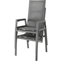 Stapelbarer Gartenstuhl mit Aluminiumgestell und Textilbezug