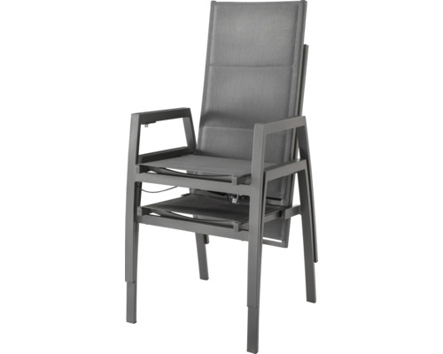 Stapelbarer Gartenstuhl mit Aluminiumgestell und Textilbezug