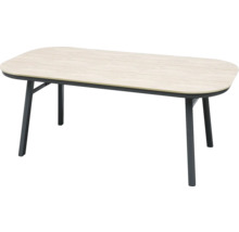 Rechteckiger Gartentisch mit Holzoptik und Metallgestell