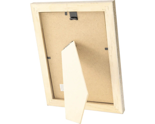 Rückseite eines Holzbilderrahmens mit Aufsteller