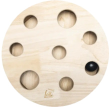 Holzspielbrett mit Löchern und einer Kugel